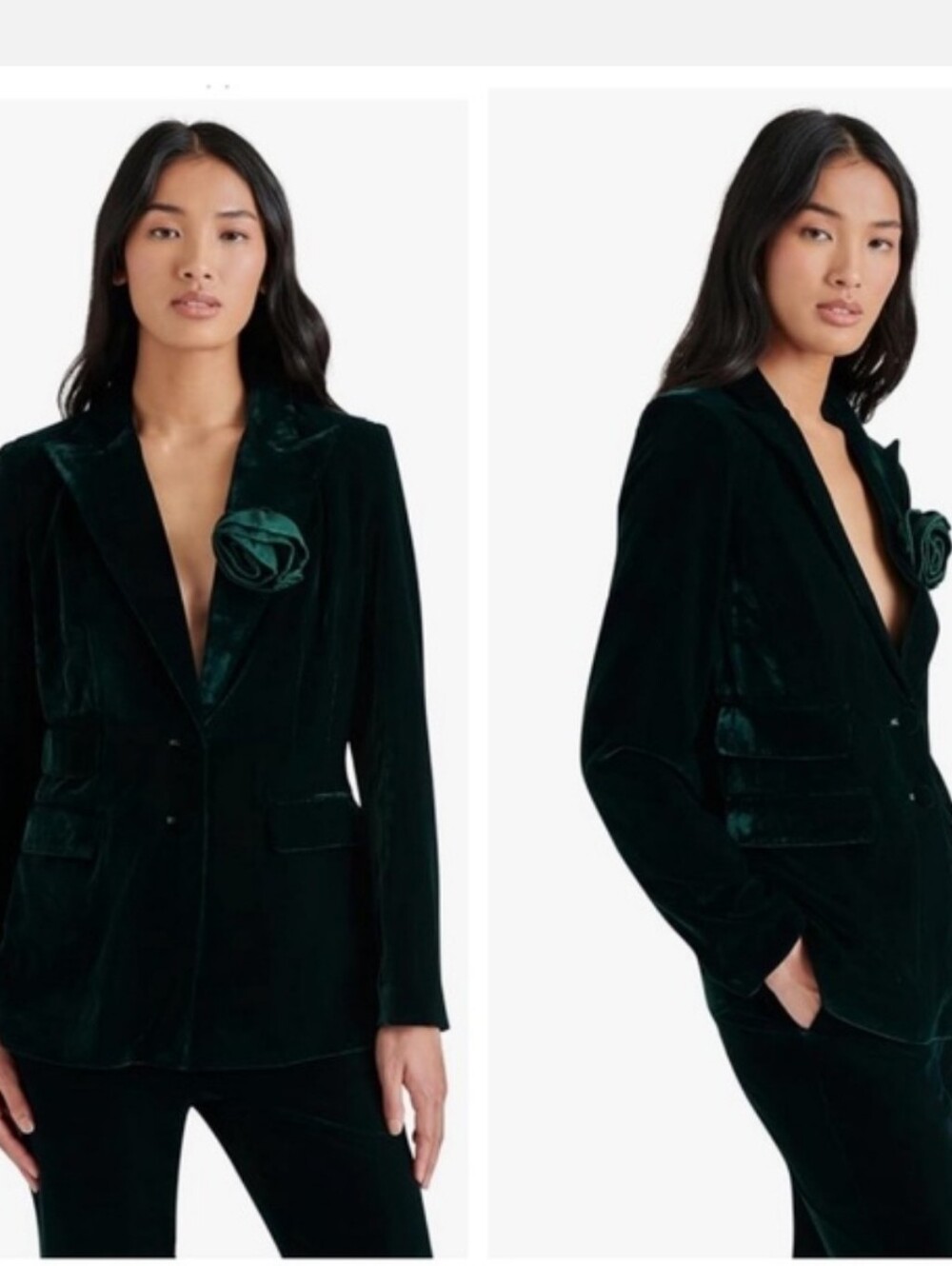 NWT Steve Madden Emerald Velvet Blazer with Rosette Medium